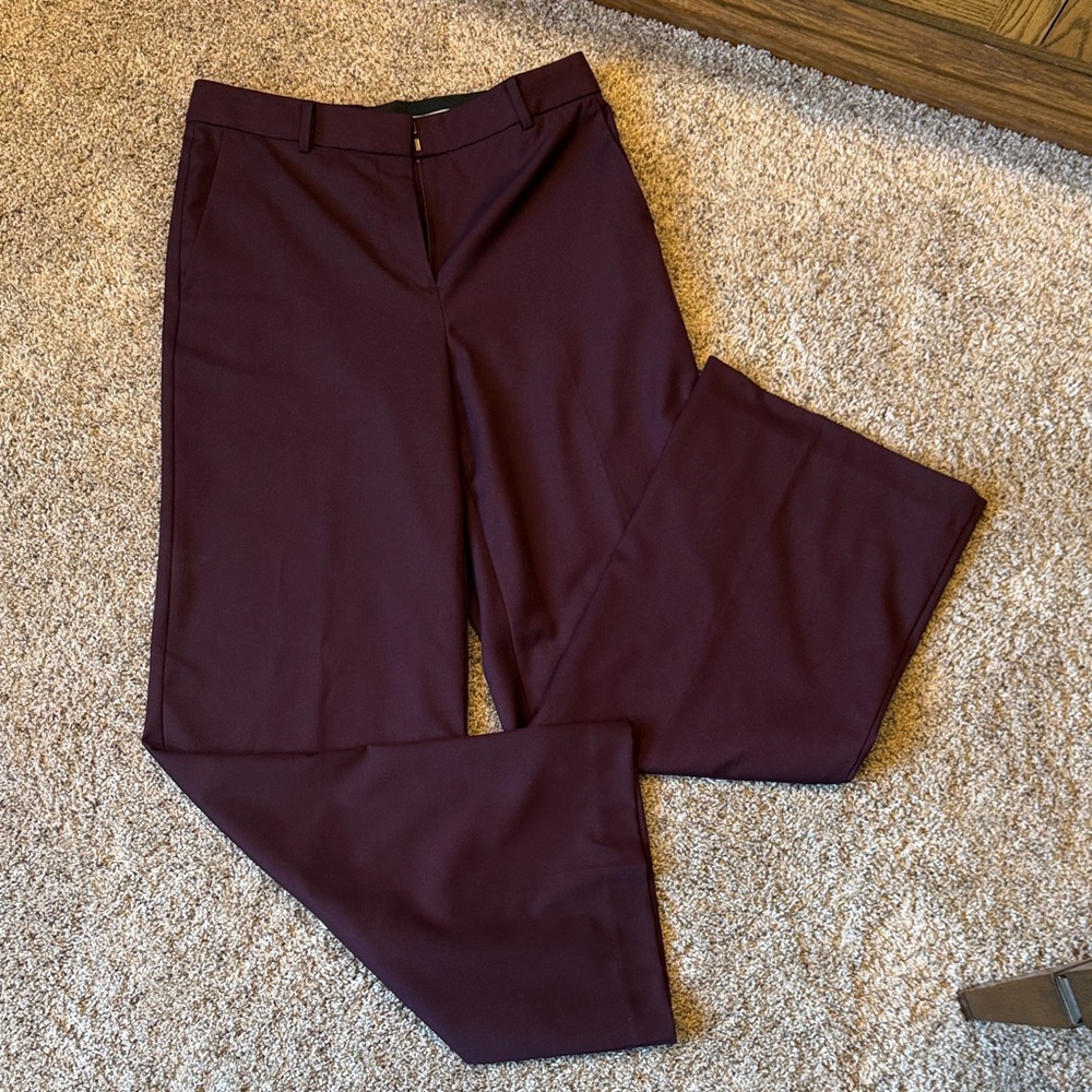 Ann Taylor The Perfect Wide Leg pant in wool blend stretch.  midnight fig color.